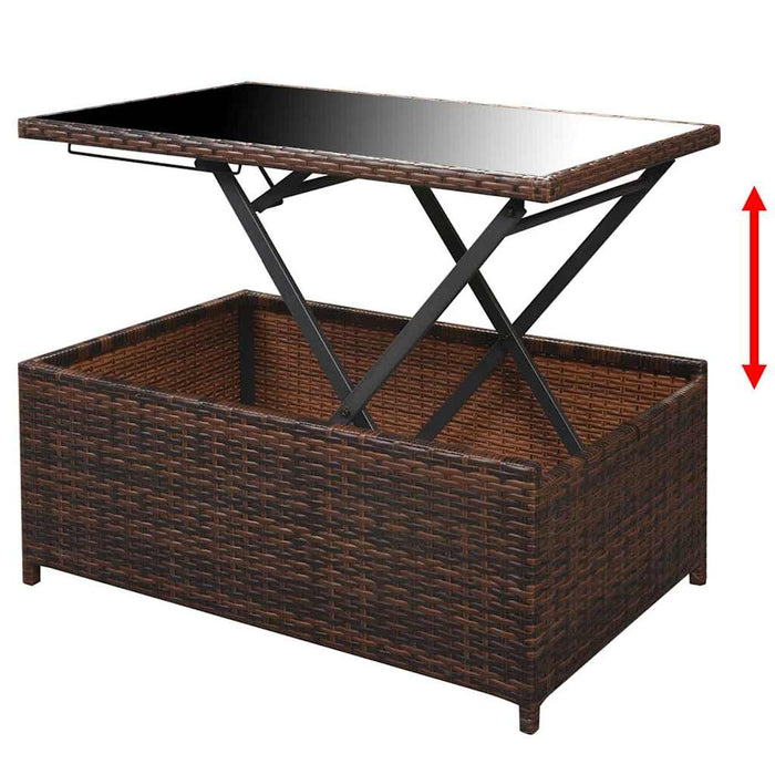 Set mobilier de grădină cu perne, 10 piese, maro, poliratan WALTI