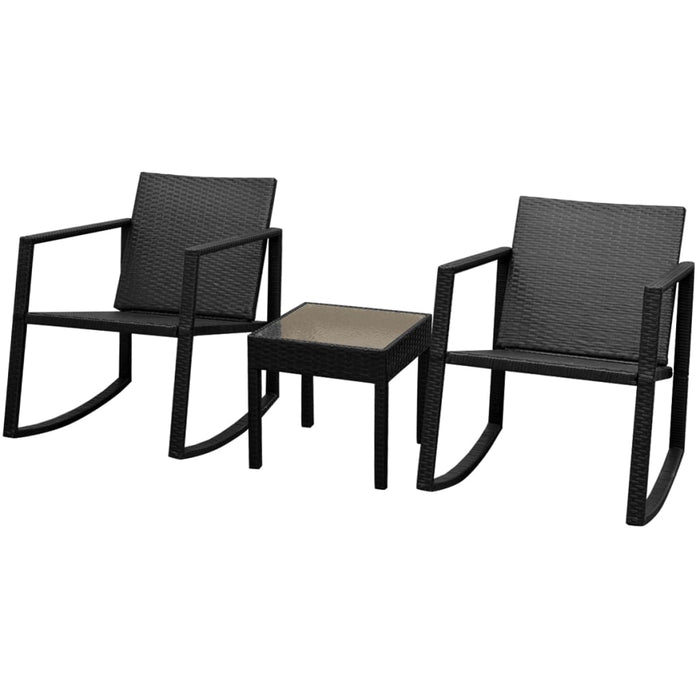 Set mobilier bistro, 3 piese, negru, poliratan WALTI