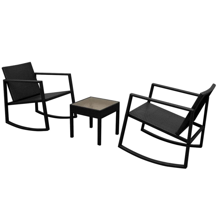 Set mobilier bistro, 3 piese, negru, poliratan WALTI
