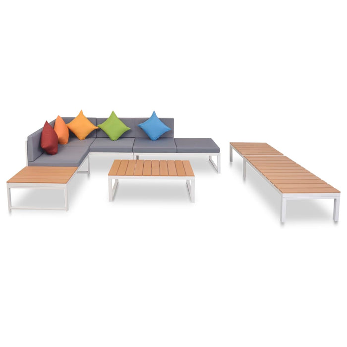 Set mobilier de grădină cu perne, 5 piese, aluminiu și WPC - WALTI WALTI