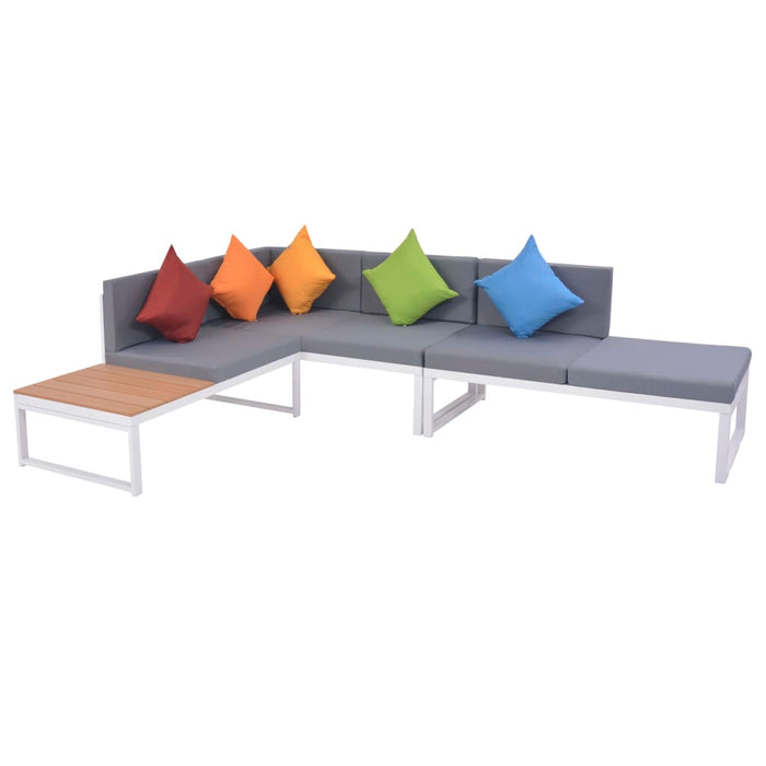 Set mobilier de grădină cu perne, 5 piese, aluminiu și WPC - WALTI WALTI