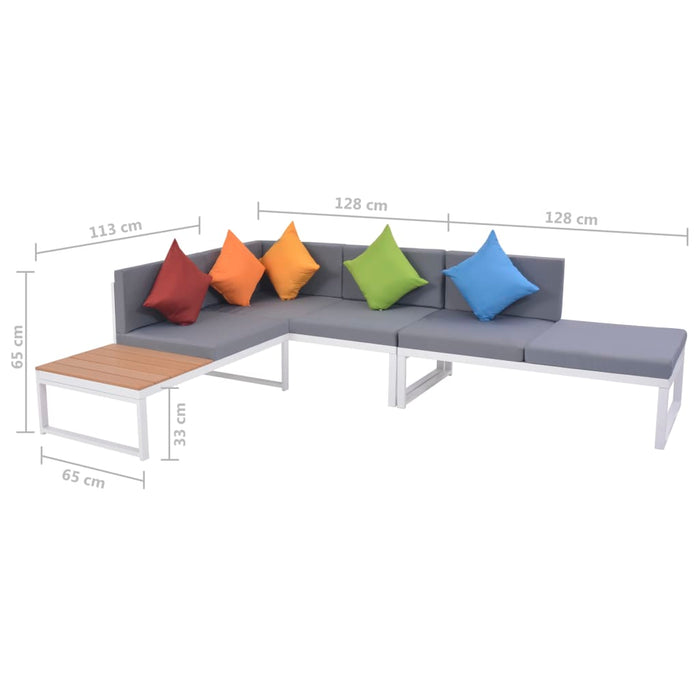 Set mobilier de grădină cu perne, 5 piese, aluminiu și WPC - WALTI WALTI