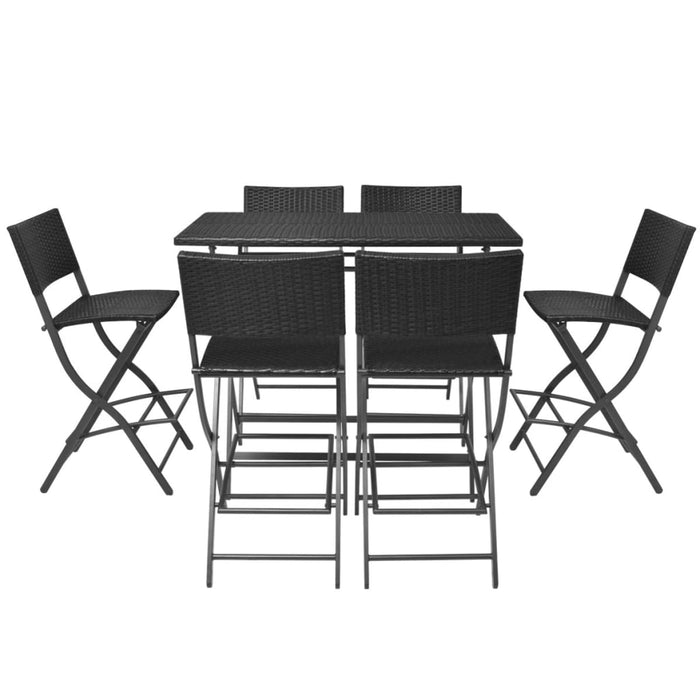Set mobilier exterior pliabil, 7 piese, negru oțel, poliratan - WALTI WALTI