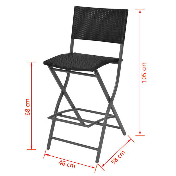 Set mobilier exterior pliabil, 7 piese, negru oțel, poliratan - WALTI WALTI