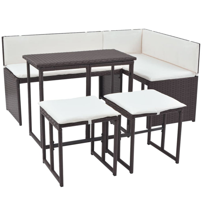 Set mobilier exterior pliabil, 5 piese, maro, oțel, poliratan - WALTI WALTI