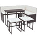 Set mobilier exterior pliabil, 5 piese, maro, oțel, poliratan - WALTI WALTI