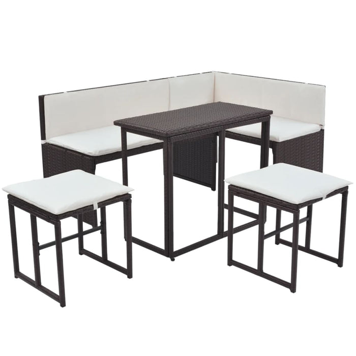 Set mobilier exterior pliabil, 5 piese, maro, oțel, poliratan - WALTI WALTI