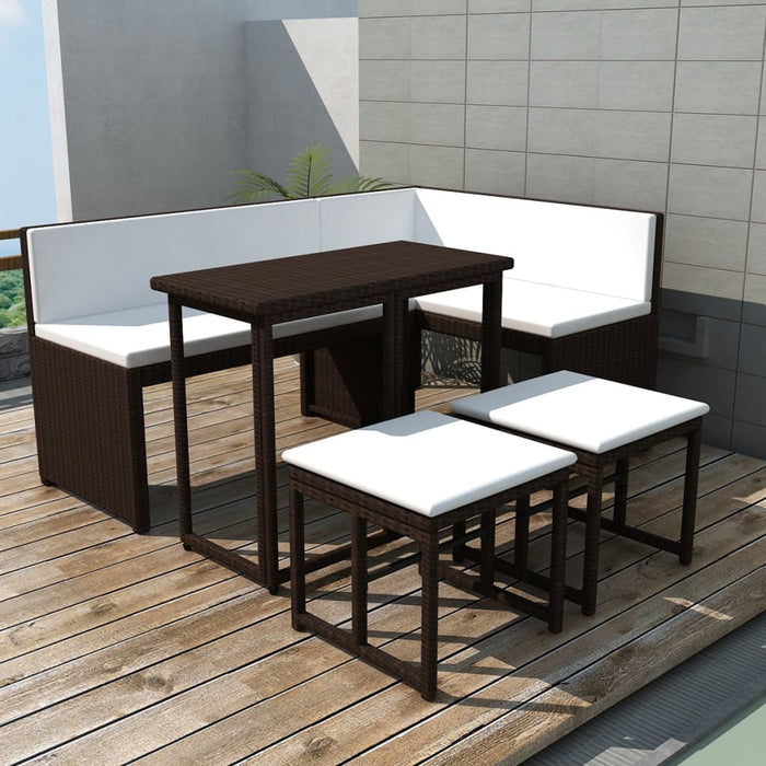 Set mobilier exterior pliabil, 5 piese, maro, oțel, poliratan - WALTI WALTI
