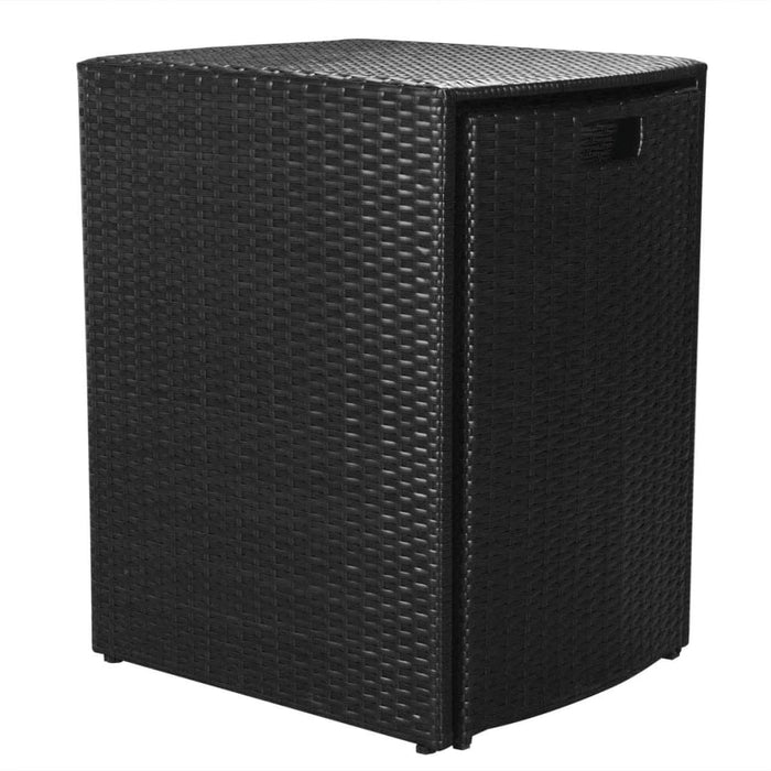 Set mobilier bistro cu perne, 3 piese, negru, poliratan WALTI