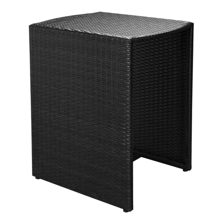 Set mobilier bistro cu perne, 3 piese, negru, poliratan WALTI