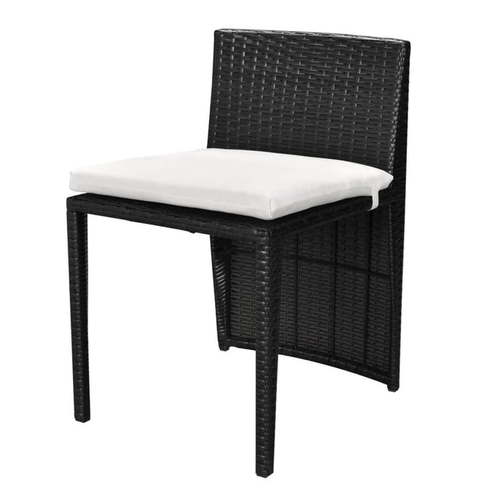 Set mobilier bistro cu perne, 3 piese, negru, poliratan WALTI