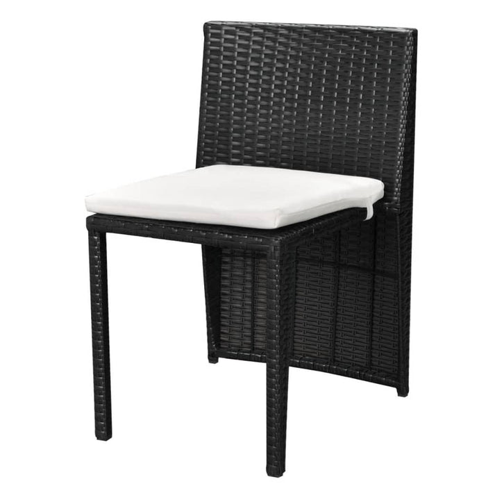 Set mobilier bistro cu perne, 3 piese, negru, poliratan WALTI