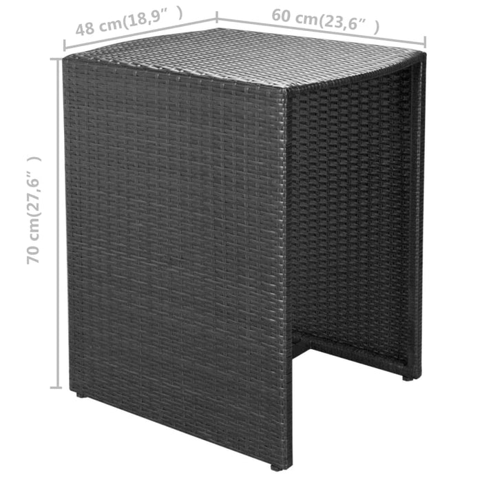 Set mobilier bistro cu perne, 3 piese, negru, poliratan WALTI