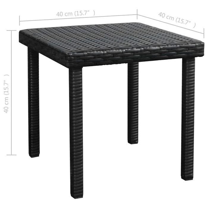 Șezlong de plajă cu pernă și masă, negru, poliratan WALTI