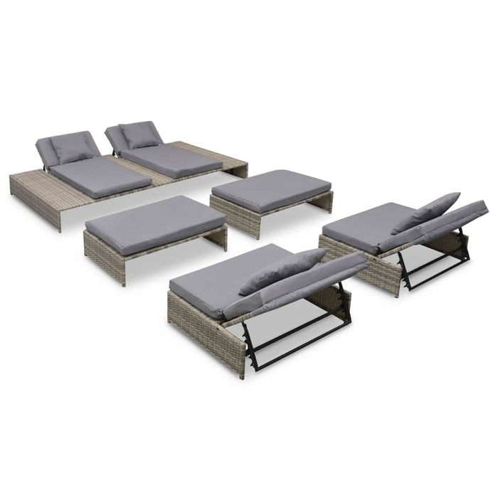 Set mobilier de grădină cu perne, 5 piese, gri, poliratan - WALTI WALTI