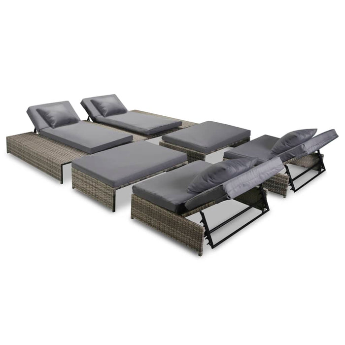 Set mobilier de grădină cu perne, 5 piese, gri, poliratan - WALTI WALTI
