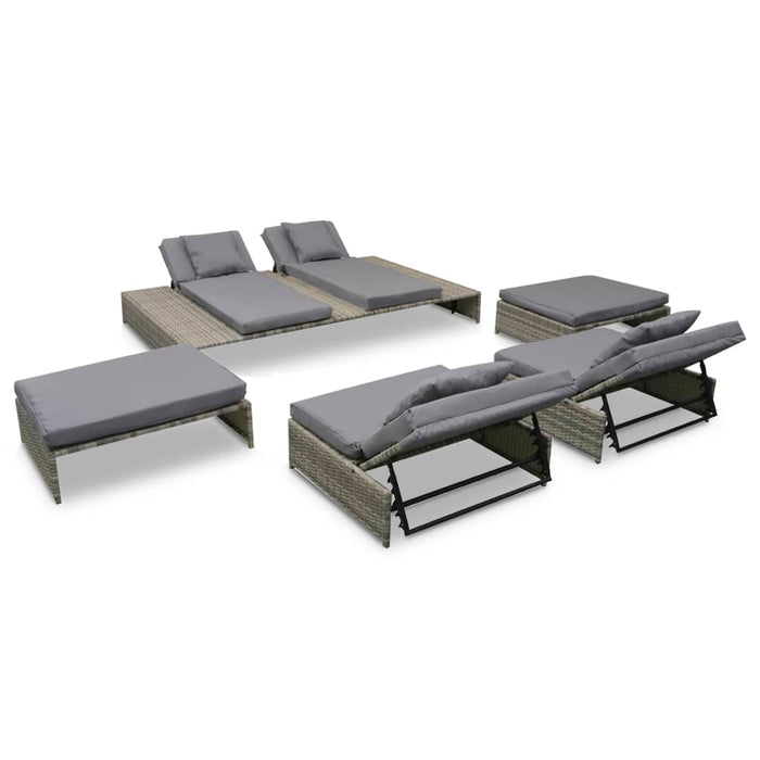Set mobilier de grădină cu perne, 5 piese, gri, poliratan - WALTI WALTI