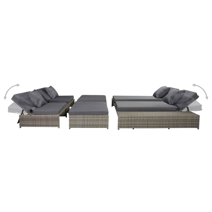 Set mobilier de grădină cu perne, 5 piese, gri, poliratan - WALTI WALTI