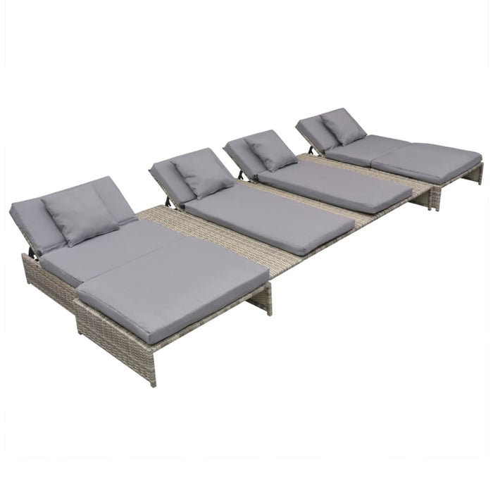 Set mobilier de grădină cu perne, 5 piese, gri, poliratan - WALTI WALTI