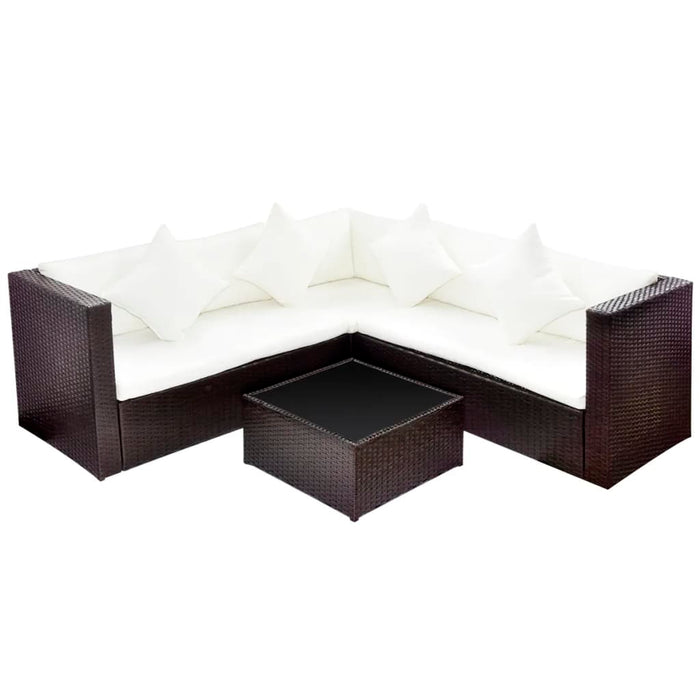 Set mobilier de grădină cu perne, 4 piese, maro, poliratan - WALTI WALTI
