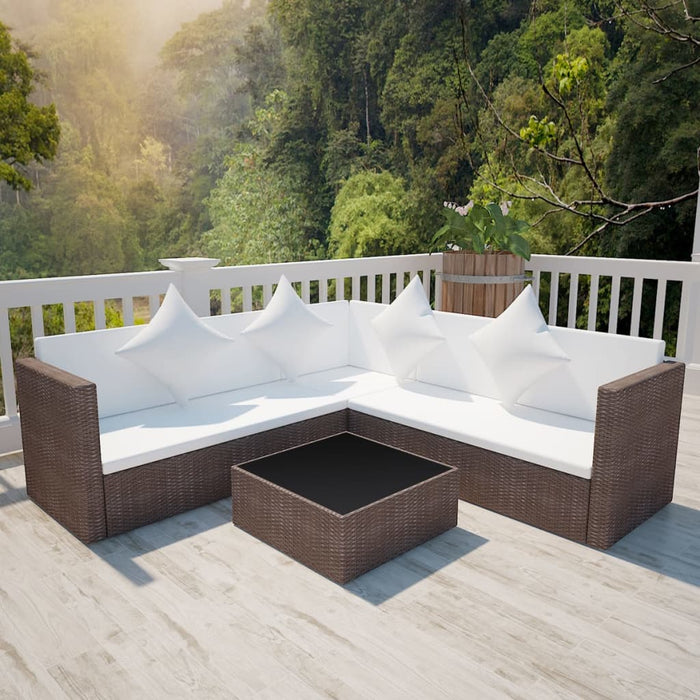 Set mobilier de grădină cu perne, 4 piese, maro, poliratan - WALTI WALTI