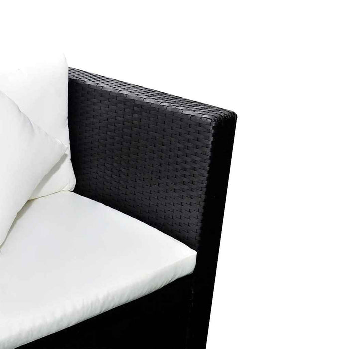 Set mobilier de grădină cu perne, 4 piese, negru, poliratan WALTI