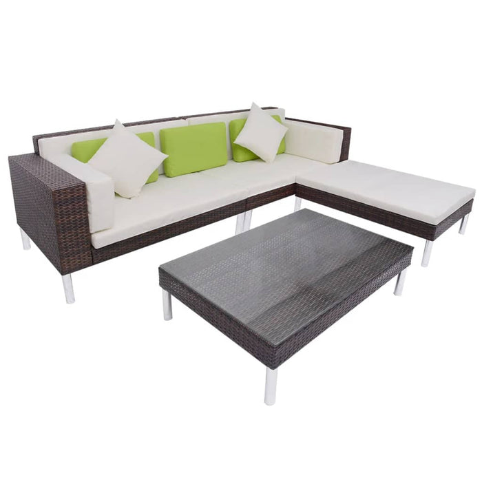 Set mobilier de grădină cu perne, 4 piese, maro, poliratan - WALTI WALTI