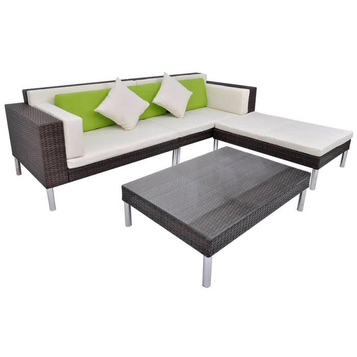 Set mobilier de grădină cu perne, 4 piese, maro, poliratan - WALTI WALTI