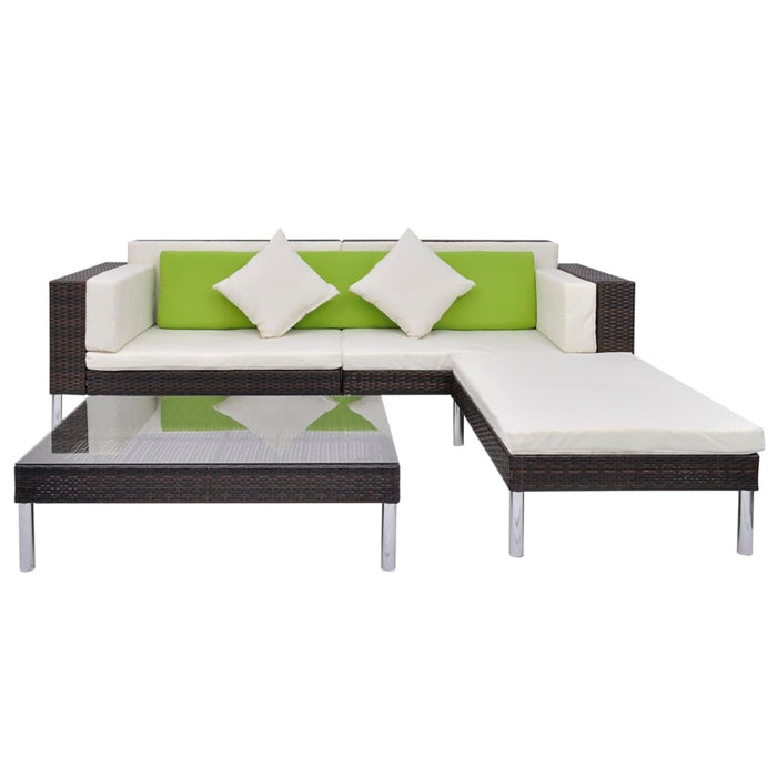 Set mobilier de grădină cu perne, 4 piese, maro, poliratan - WALTI WALTI