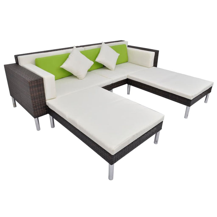 Set mobilier de grădină cu perne, 4 piese, maro, poliratan - WALTI WALTI