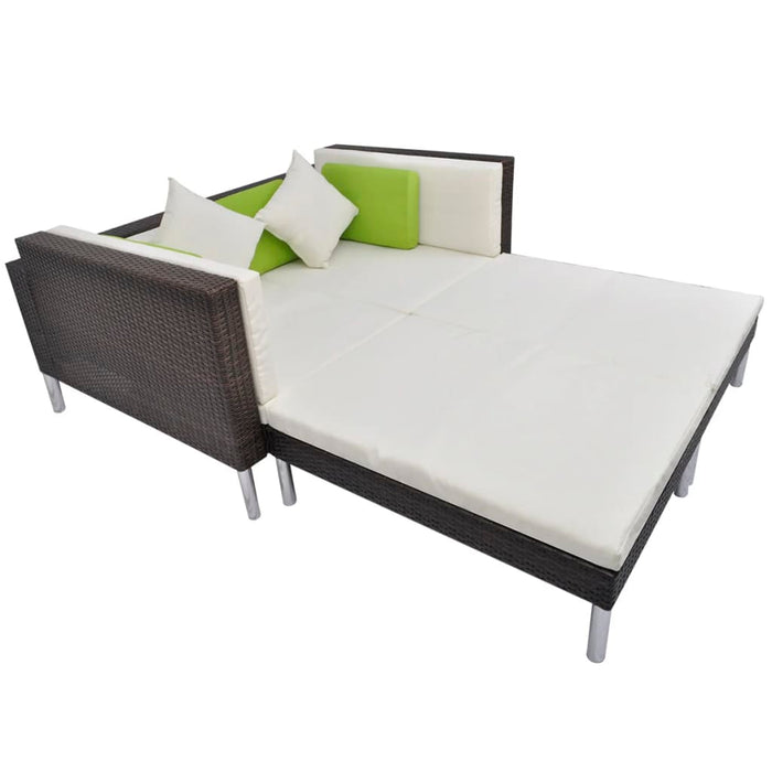 Set mobilier de grădină cu perne, 4 piese, maro, poliratan - WALTI WALTI