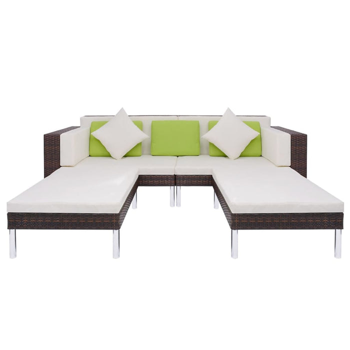 Set mobilier de grădină cu perne, 4 piese, maro, poliratan - WALTI WALTI