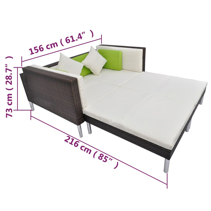 Set mobilier de grădină cu perne, 4 piese, maro, poliratan - WALTI WALTI