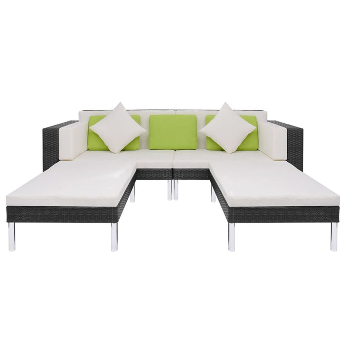 Set mobilier de grădină cu perne, 4 piese, negru, poliratan WALTI