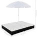 Pat șezlong de exterior cu umbrelă, negru, poliratan - WALTI WALTI