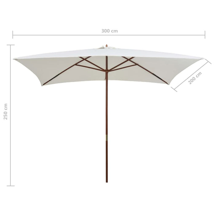 Umbrelă de soare cu stâlp de lemn, 200 x 300 cm, alb crem - WALTI WALTI