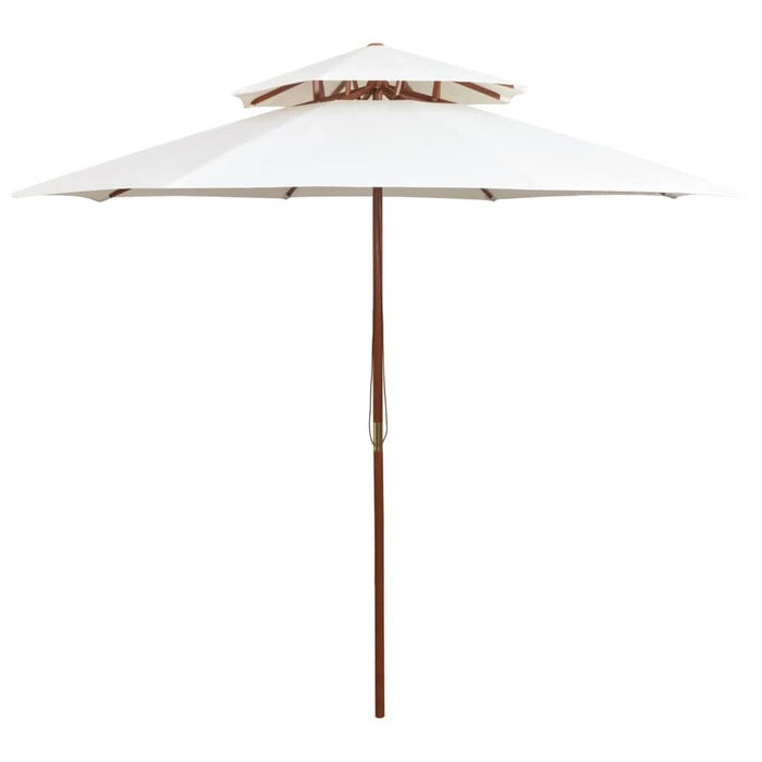 Umbrelă de soare dublă, 270x270 cm, stâlp de lemn, alb crem - WALTI WALTI