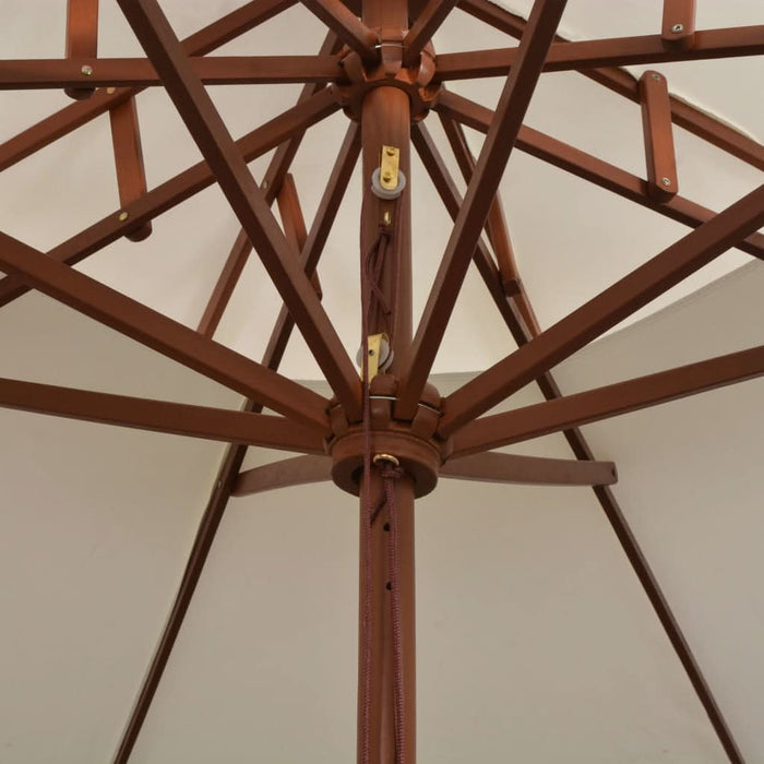 Umbrelă de soare dublă, 270x270 cm, stâlp de lemn, alb crem - WALTI WALTI