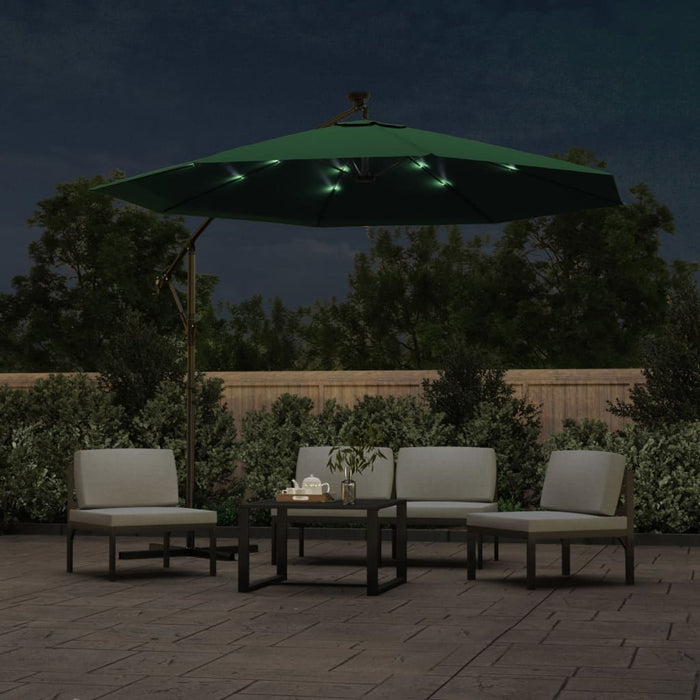 Umbrelă suspendată, iluminare LED, 300 cm, verde, stâlp metalic - WALTI WALTI