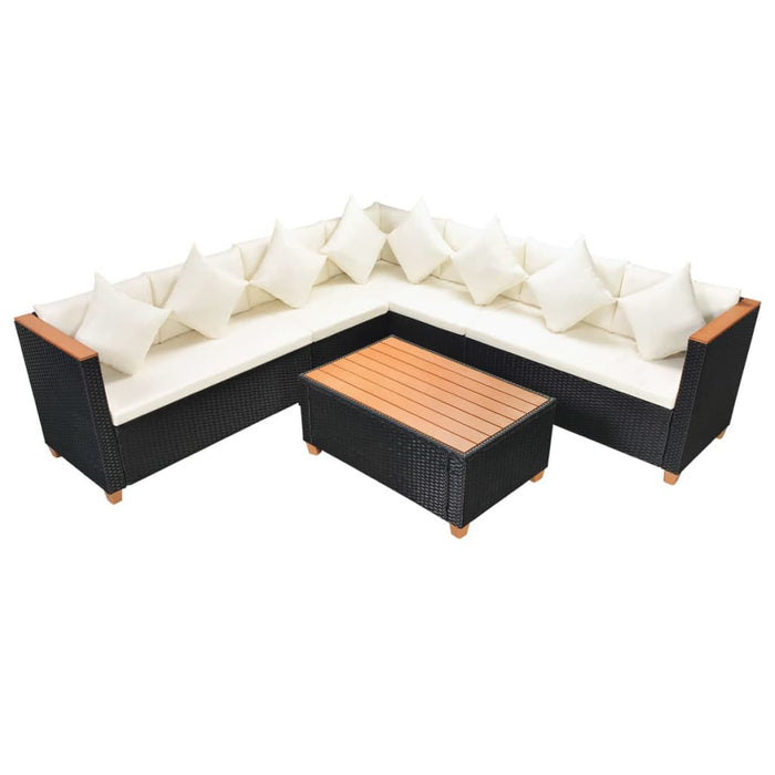 Set mobilier de grădină cu perne, 5 piese, negru, poliratan - WALTI WALTI