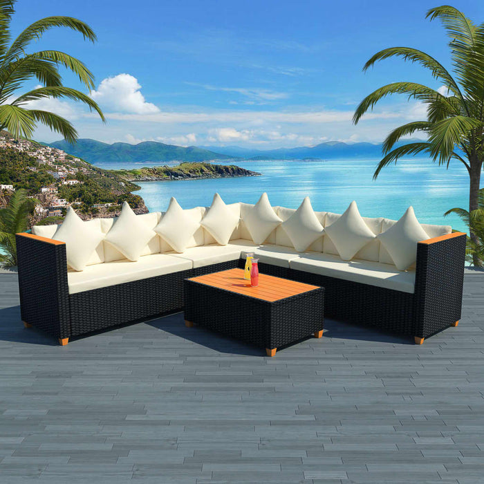 Set mobilier de grădină cu perne, 5 piese, negru, poliratan - WALTI WALTI