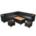 Set mobilier de grădină cu perne, 7 piese, negru, poliratan - WALTI WALTI