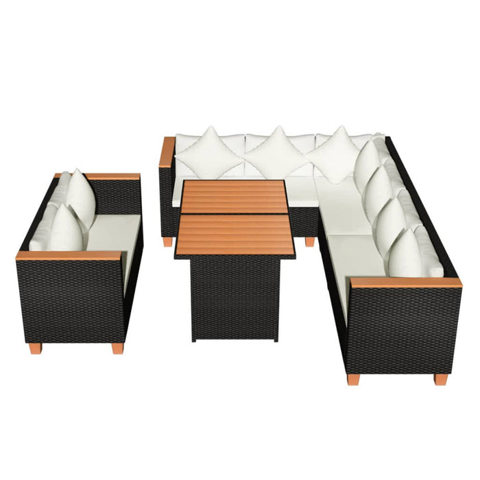 Set mobilier de grădină cu perne, 5 piese, negru, poliratan - WALTI WALTI