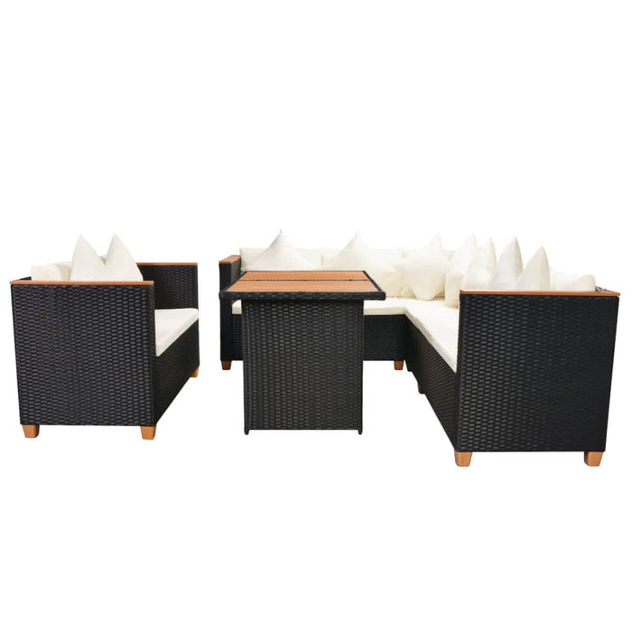 Set mobilier de grădină cu perne, 5 piese, negru, poliratan - WALTI WALTI