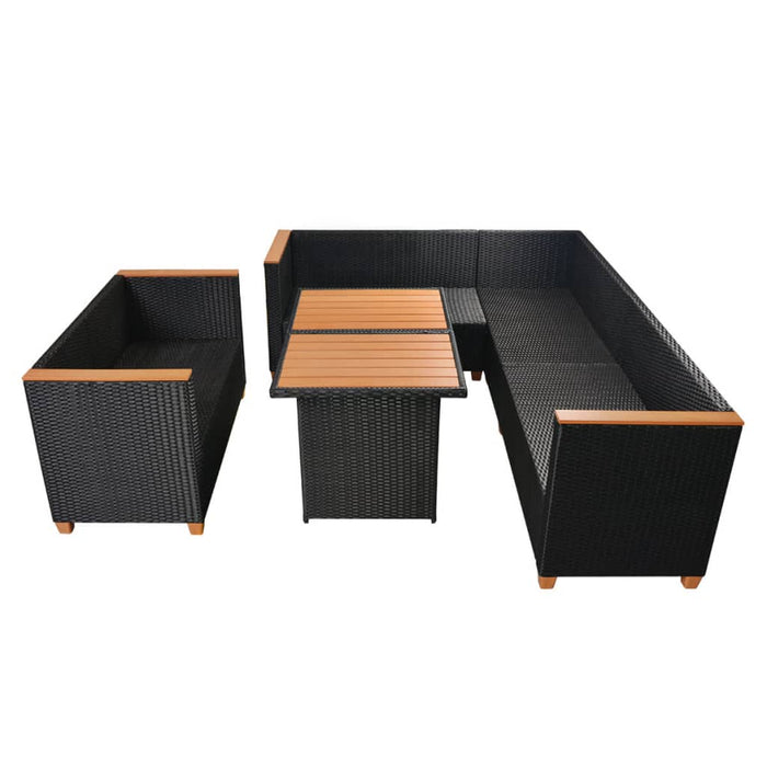 Set mobilier de grădină cu perne, 5 piese, negru, poliratan - WALTI WALTI