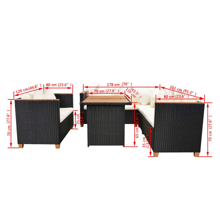 Set mobilier de grădină cu perne, 5 piese, negru, poliratan - WALTI WALTI