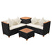 Set mobilier de grădină cu perne, 4 piese, negru, poliratan - WALTI WALTI