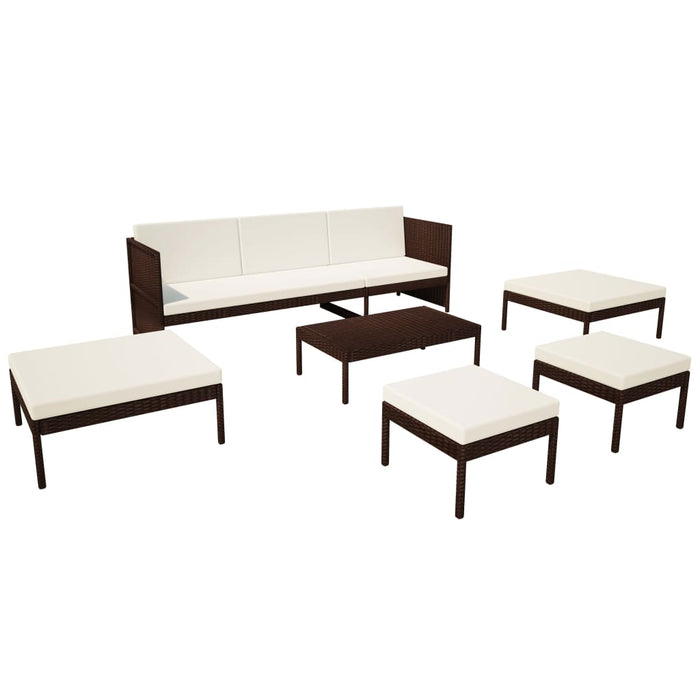 Set mobilier de grădină cu perne, 6 piese, maro, poliratan WALTI