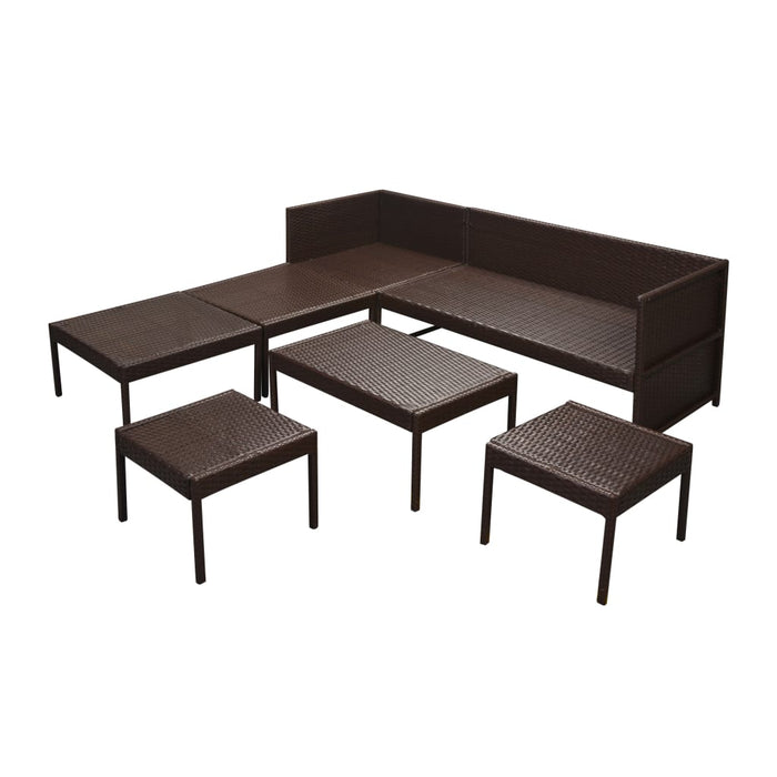 Set mobilier de grădină cu perne, 6 piese, maro, poliratan WALTI