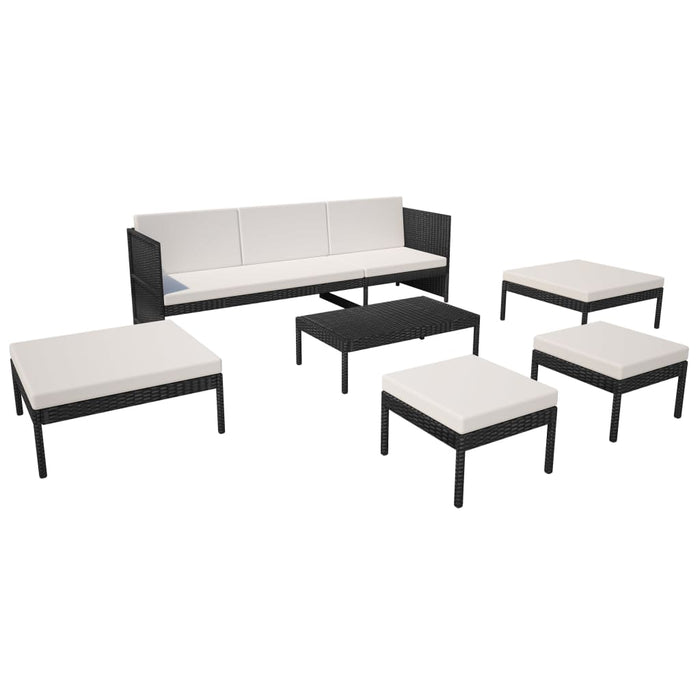 Set mobilier de grădină cu perne, 6 piese, negru, poliratan - WALTI WALTI